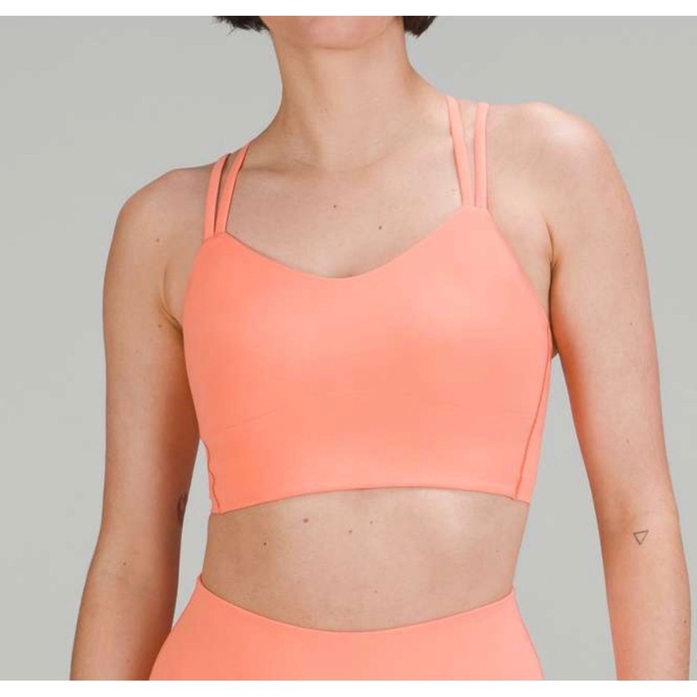 Lululemon Women M Sunny Coral Like a Cloud Longline Bra Light Support W2CSIS